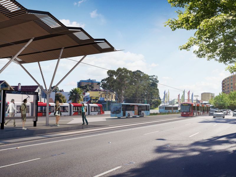 Artist impression: Light rail at Kingsford (Source: Transport for NSW)